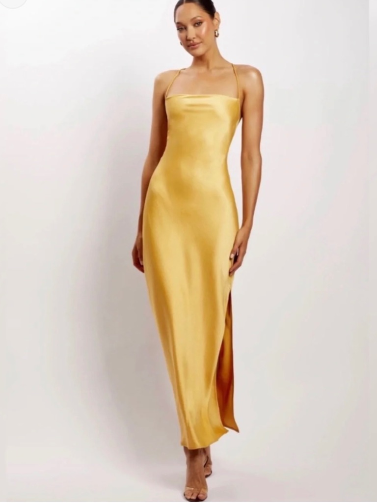 Meshki Gold Satin Dress